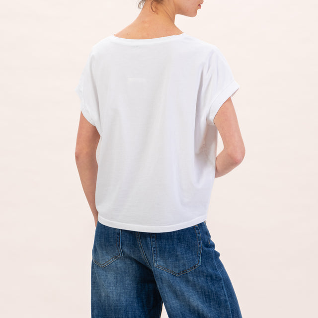 Zeroassoluto-T-shirt scatola manica scesa - bianco