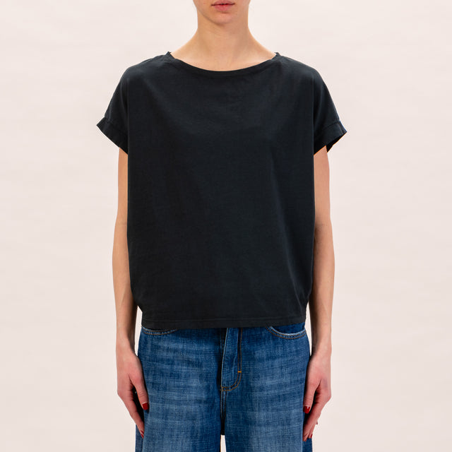 Zeroassoluto-T-shirt scatola manica scesa - nero