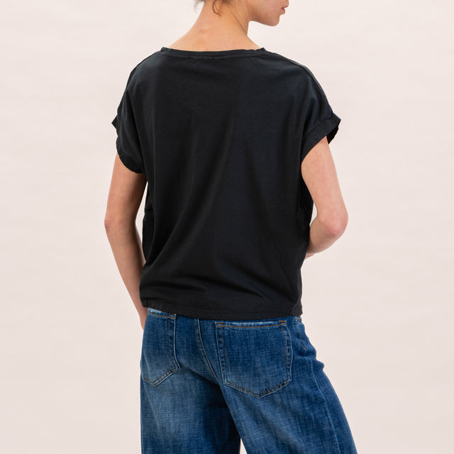 Zeroassoluto-T-shirt scatola manica scesa - nero