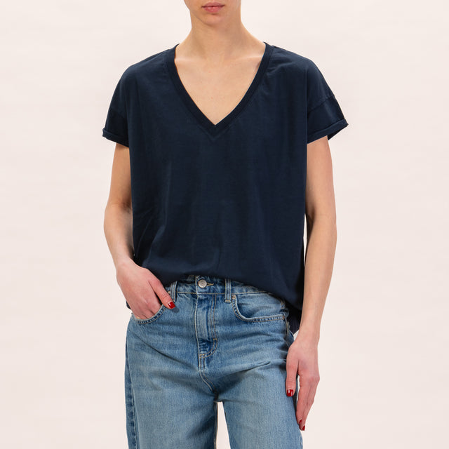 Zeroassoluto-T-shirt scollo v regular fit - blu