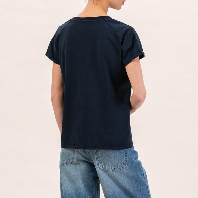 Zeroassoluto-T-shirt scollo v regular fit - blu