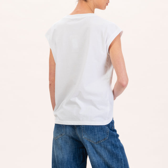 Zeroassoluto-T-shirt scatola stondata davanti - bianco