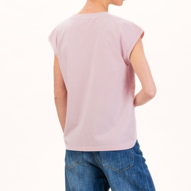 Zeroassoluto-T-shirt scatola stondata davanti - rosa