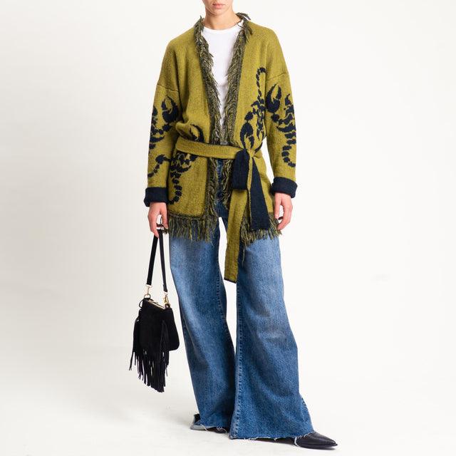 Zeroassoluto-Cardigan mohair fantasia scorpion DOUBLE FACE - olio/nero (B)