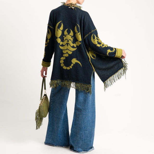 Zeroassoluto-Cardigan mohair fantasia scorpion DOUBLE FACE - olio/nero (B)