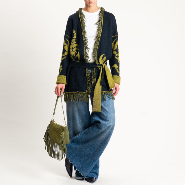 Zeroassoluto-Cardigan mohair fantasia scorpion DOUBLE FACE - olio/nero (B)