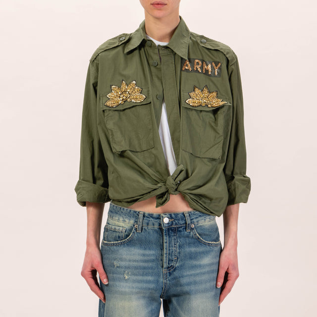 Tensione in-Camicia vintage con patch - militare