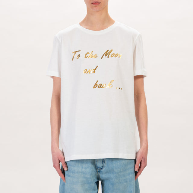 Tensione in-T-shirt con scritta - latte/oro