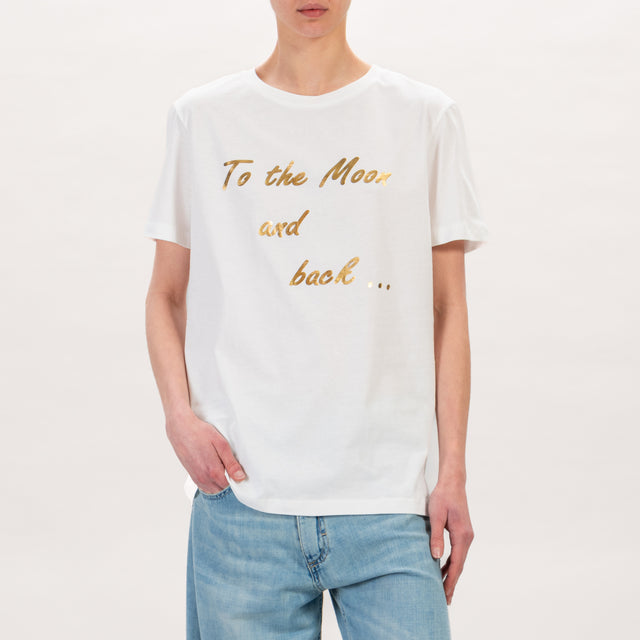 Tensione in-T-shirt con scritta - latte/oro