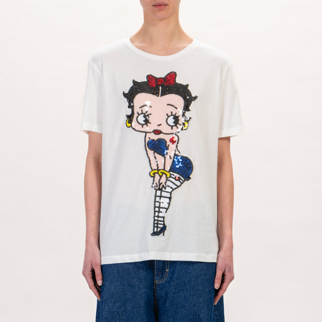 Tensione in-T-shirt BETTY BOOP con paillettes - bianco