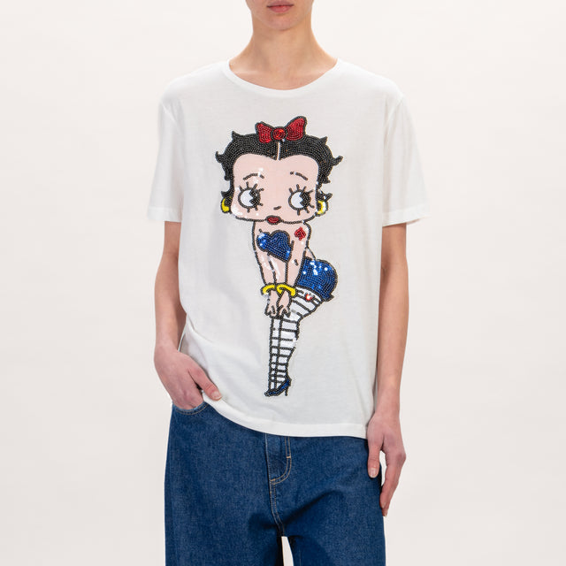 Tensione in-T-shirt BETTY BOOP con paillettes - bianco