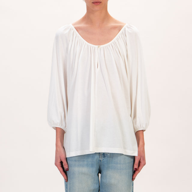 Tensione in-Blusa oversize in jersey - latte