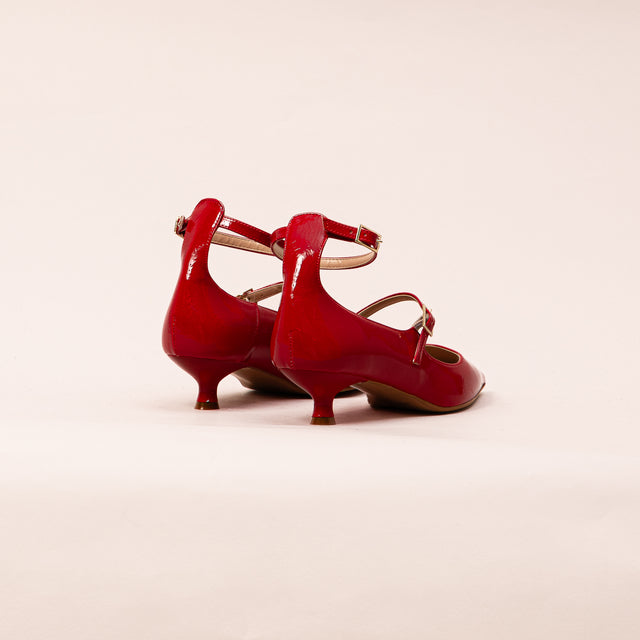 Divine follie-Ballerina con tacco doppio cinturino - rosso