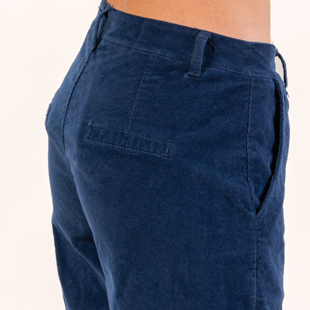 Zeroassoluto-Pantalone LILLY palazzo velluto millerighe elasticizzato - Blu