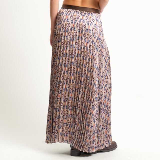 Anonyme-Gonna plissé fantasia etnica - beige/polvere