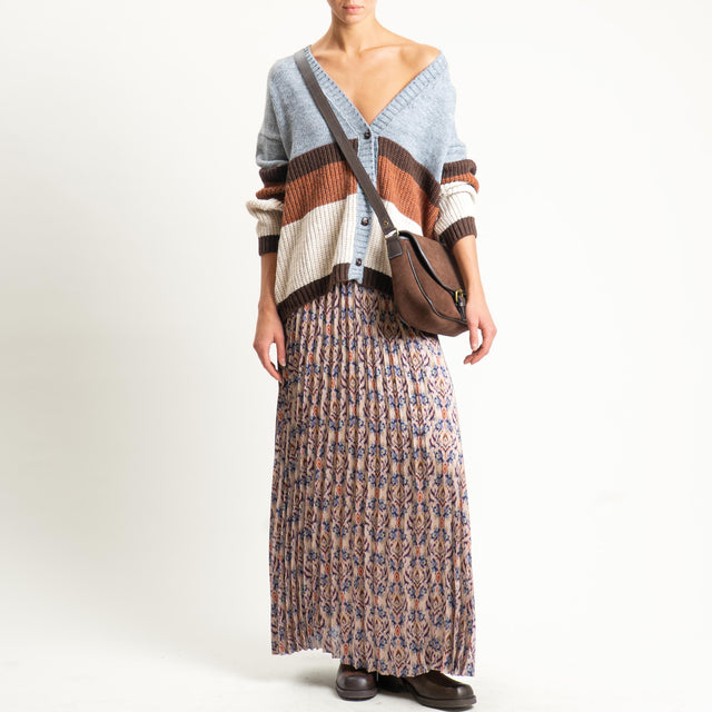 Anonyme-Gonna plissé fantasia etnica - beige/polvere