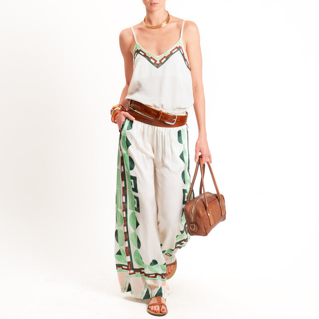 Anonyme-Top satin fantasia bretelle regolabili - burro/mint/pink