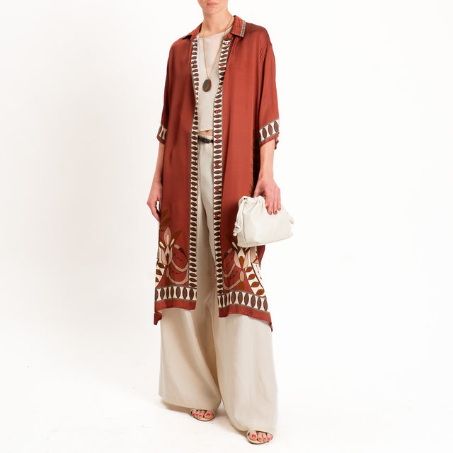 Anonyme-Chemisier satin fantasia - brick/sand/moro
