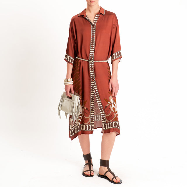 Anonyme-Chemisier satin fantasia - brick/sand/moro