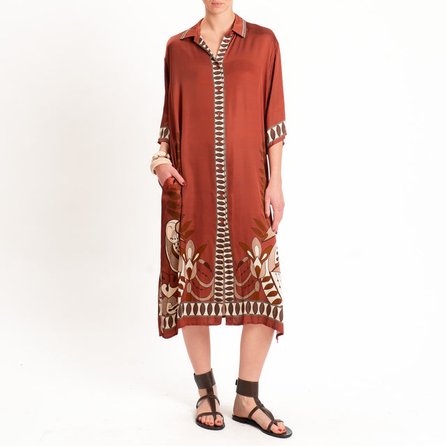Anonyme-Chemisier satin fantasia - brick/sand/moro