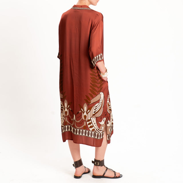 Anonyme-Chemisier satin fantasia - brick/sand/moro