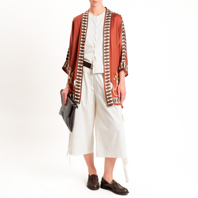 Anonyme-Kimono satin fantasia - brick/sand/moro