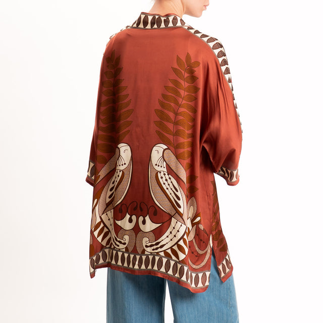 Anonyme-Kimono satin fantasia - brick/sand/moro