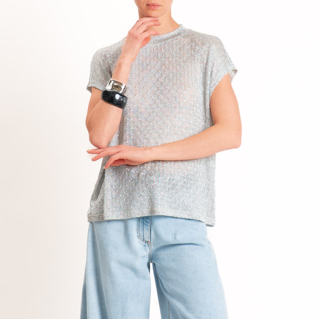 Anonyme-Maglia in lurex girocollo - silver