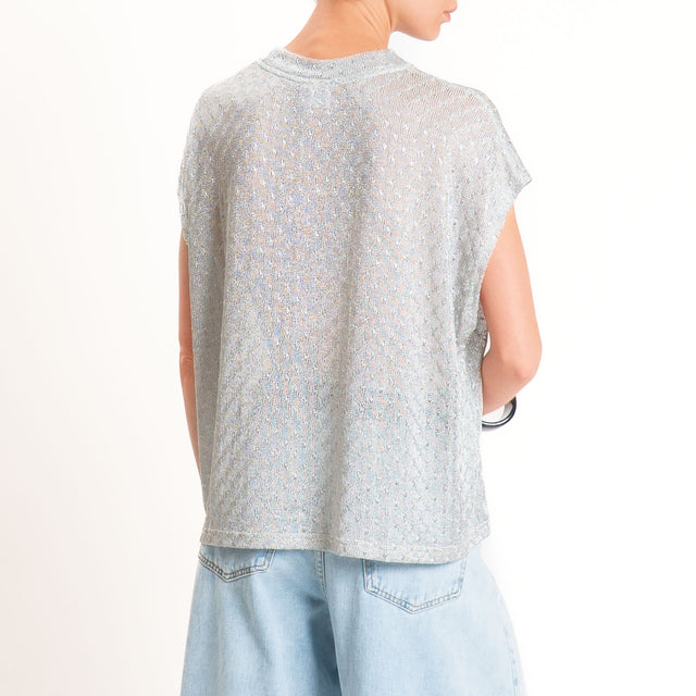 Anonyme-Maglia in lurex girocollo - silver