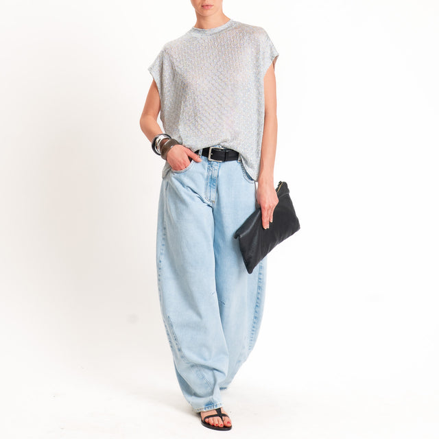Anonyme-Maglia in lurex girocollo - silver