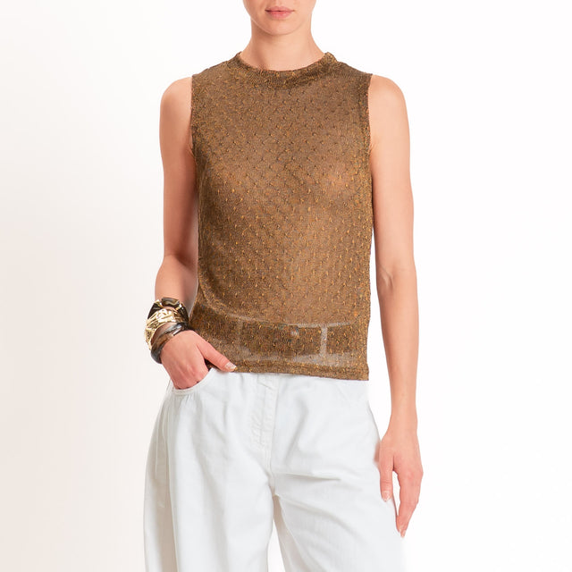 Anonyme-Top in lurex girocollo - bronzo