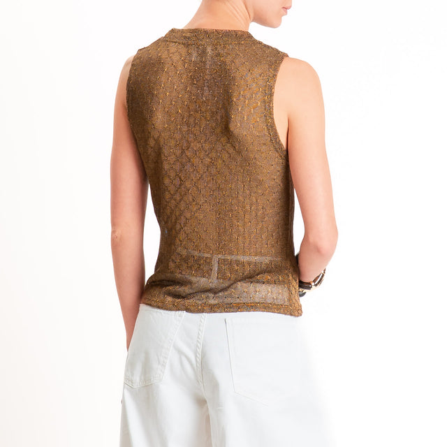 Anonyme-Top in lurex girocollo - bronzo