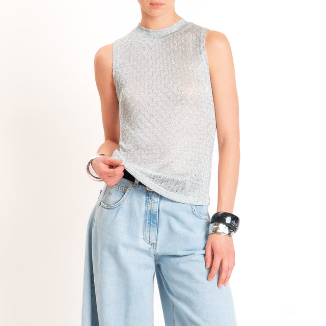 Anonyme-Top in lurex girocollo - silver