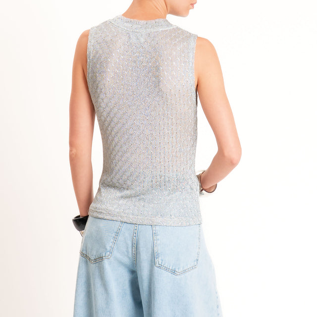 Anonyme-Top in lurex girocollo - silver