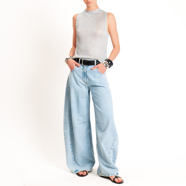 Anonyme-Top in lurex girocollo - silver