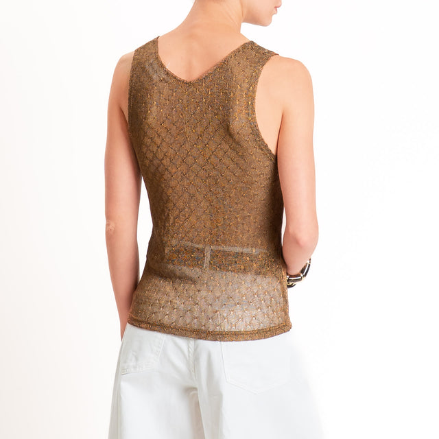Anonyme-Top in lurex doppio scollo v - bronzo