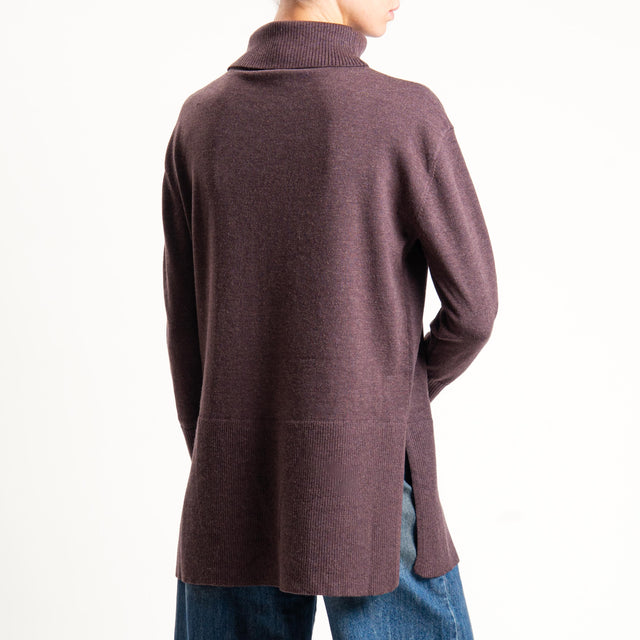 Anonyme-Maglia collo ad anello misto lana - brown