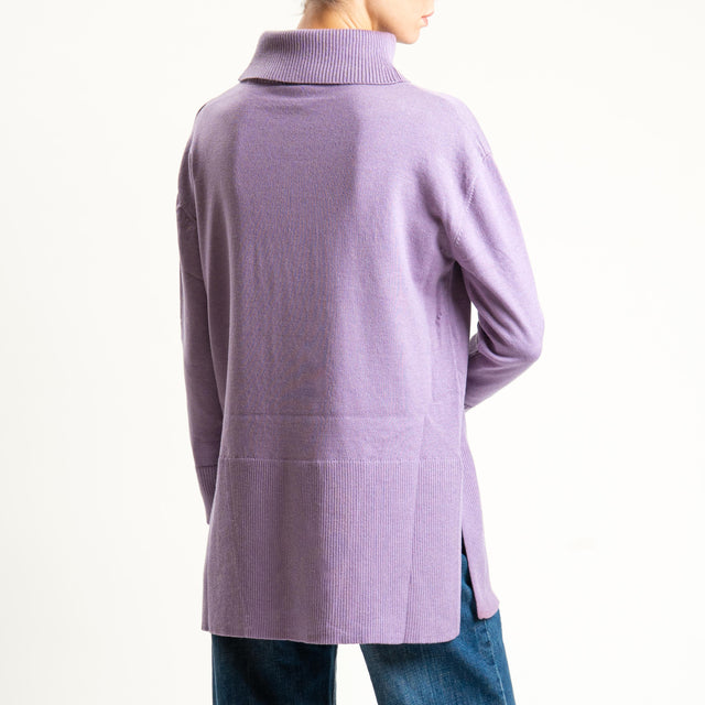 Anonyme-Maglia collo ad anello misto lana - lilla