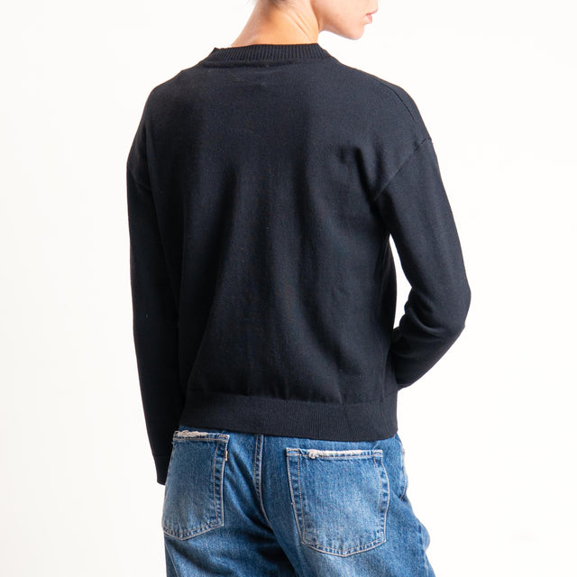 Anonyme-Maglia girocollo misto lana - Nero