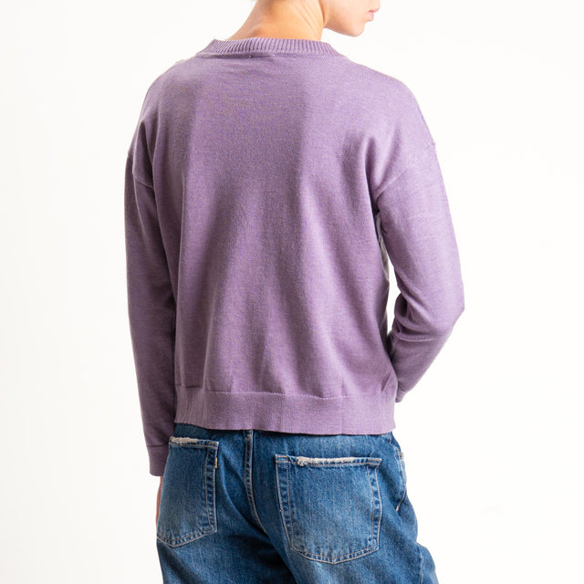 Anonyme-Maglia girocollo misto lana - lilla