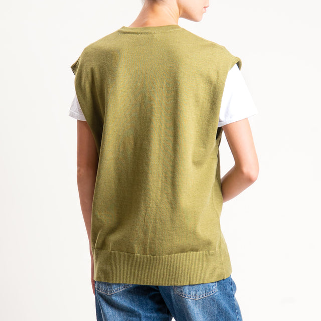Anonyme-Gilet misto lana scollo v - acid