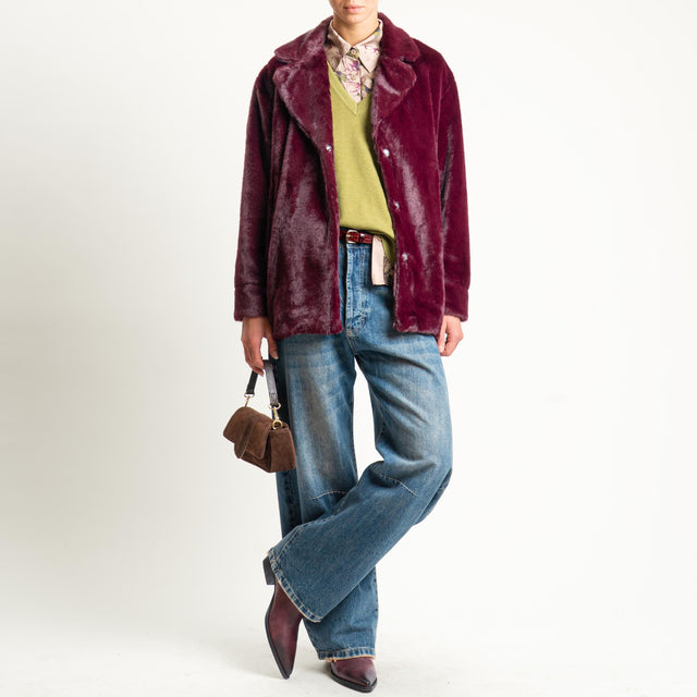 Anonyme-Ecopelliccia con tasche - burgundy