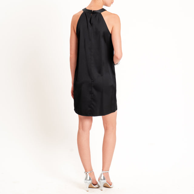 Anonyme-Abito corto satin con tasche - nero