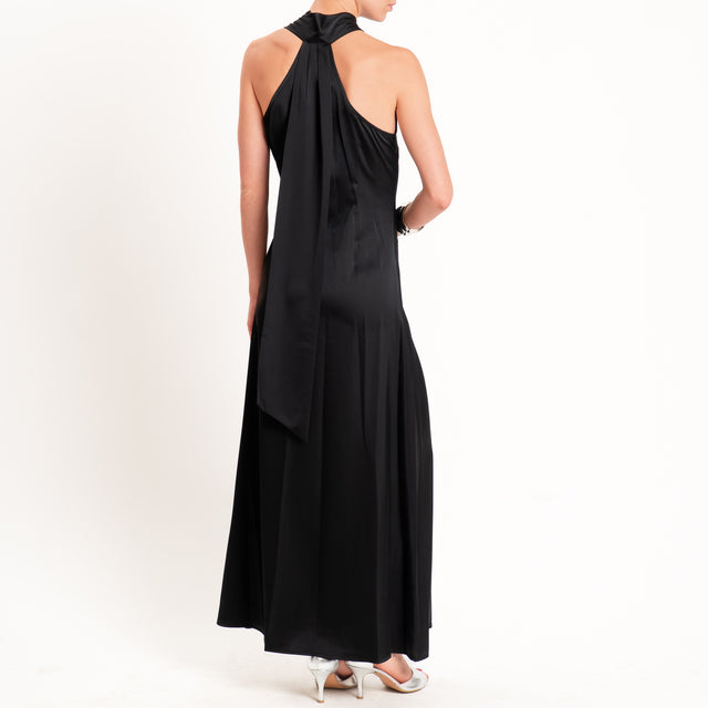 Anonyme-Abito satin incrociato - nero