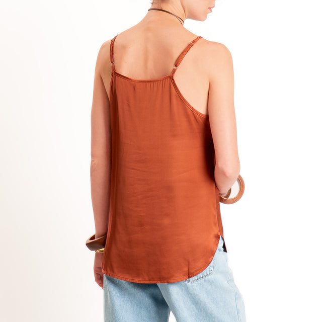 Anonyme-Top in satin bretelle regolabili - brick