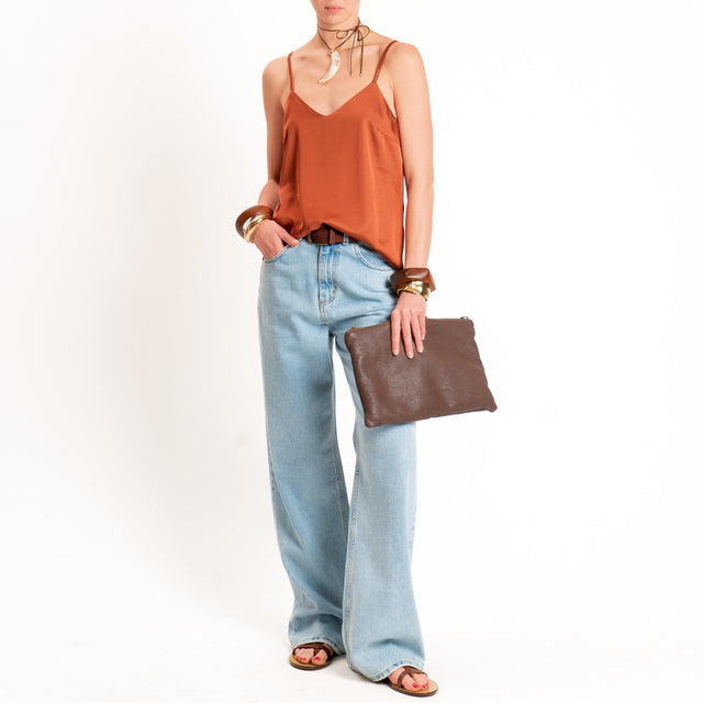 Anonyme-Top in satin bretelle regolabili - brick