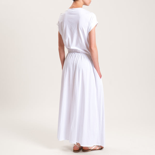Zeroassoluto-Abito AURA scollo v in jersey di cotone elasticizzato - bianco