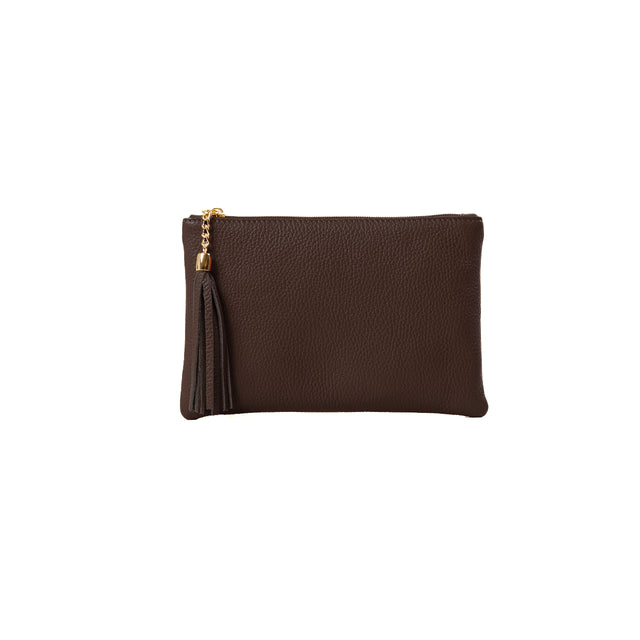 W by whitemood - Clutch con borlas - marrón oscuro