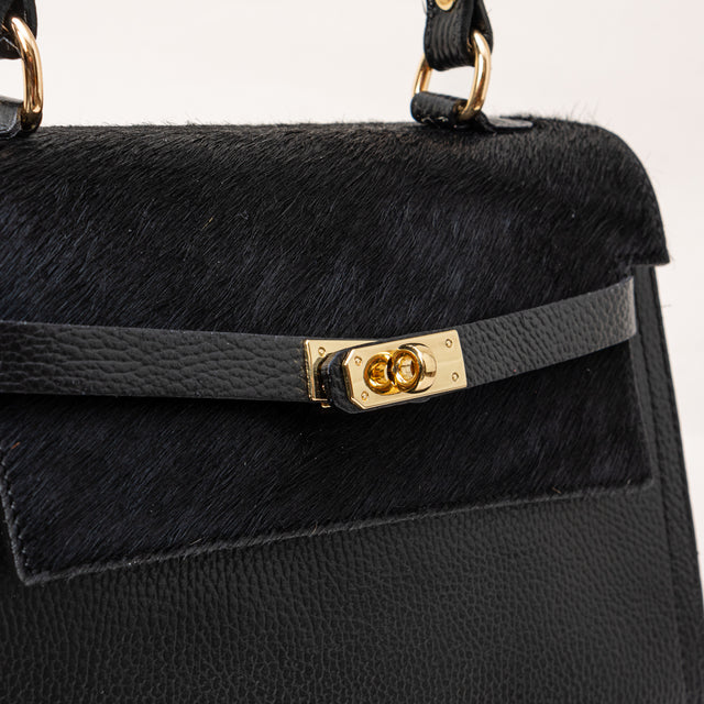Zeroassoluto-Borsa a mano inserto in cavallino - nero