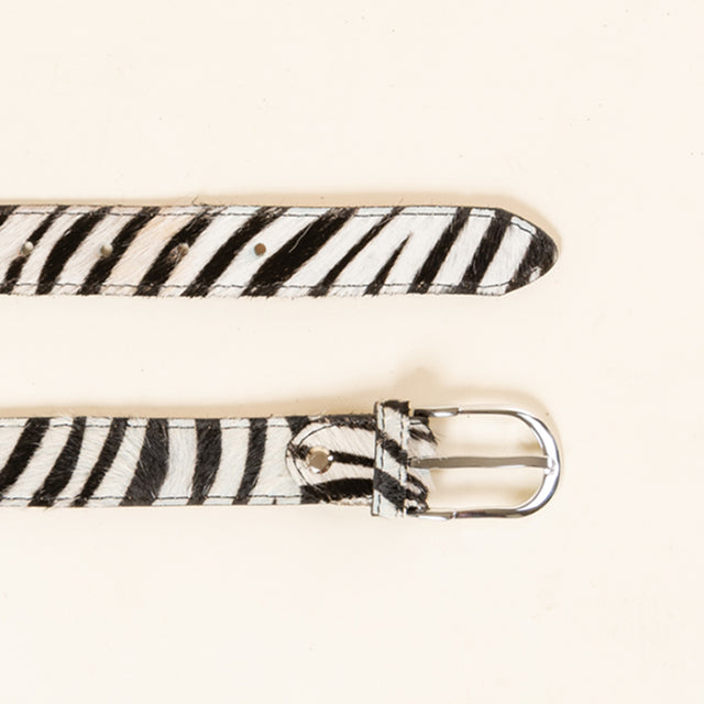 Zeroassoluto-Cintura cavallino zebra - panna/nero